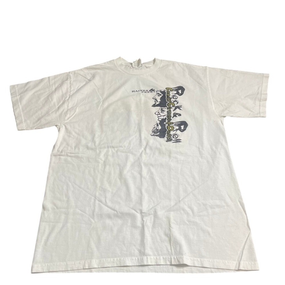 Vintage Haines Preston‎ Rock Roll Comedy Circus Death T Shirt Large White Cotton